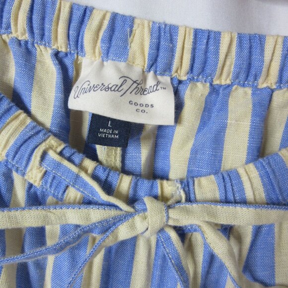 Universal Thread Skirt Midi A Line Cotton Linen Blue Tan Stripes Size Large NWT - Picture 4 of 7